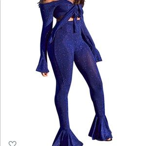 Women 2 Piece Off The Shoulder Flare Outfit